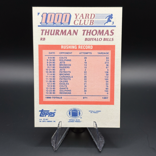 Thurman Thomas (HOF) - 1991 Topps 1000 Yard Club #3