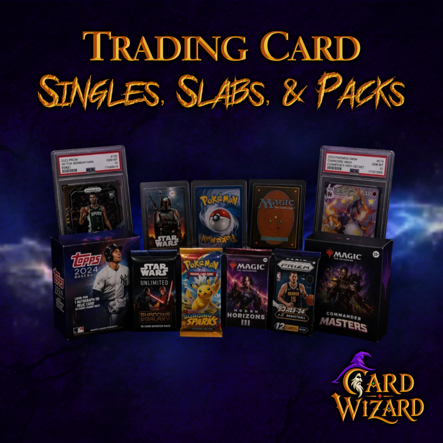 Trading Card Singles, Slabs, & Packs