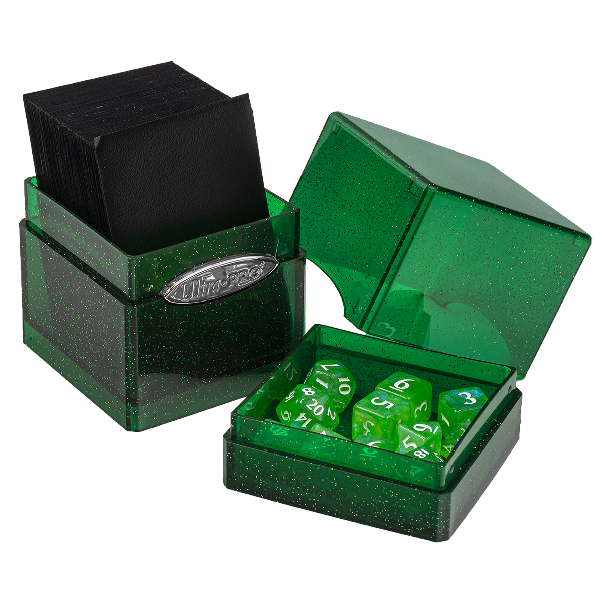 Glitter Satin Tower Deck Box - Green