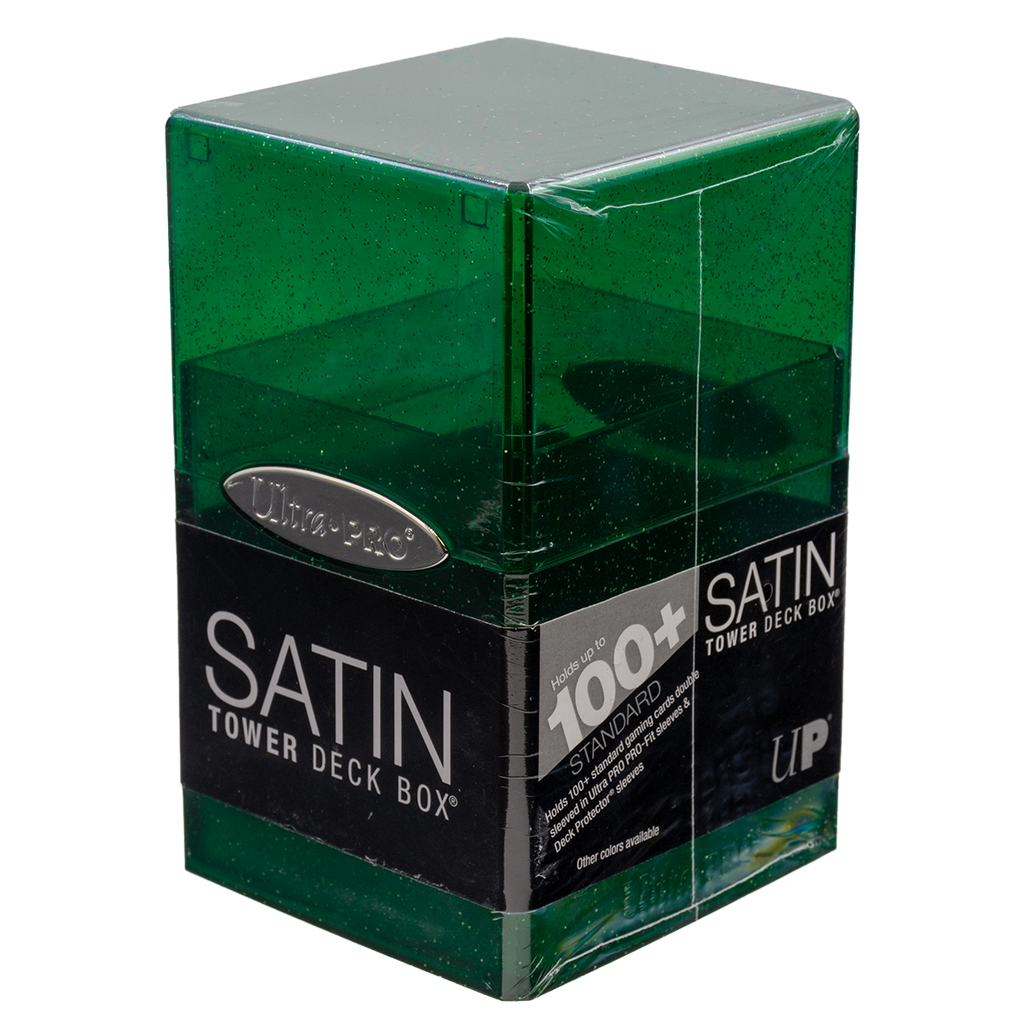 Glitter Satin Tower Deck Box - Green