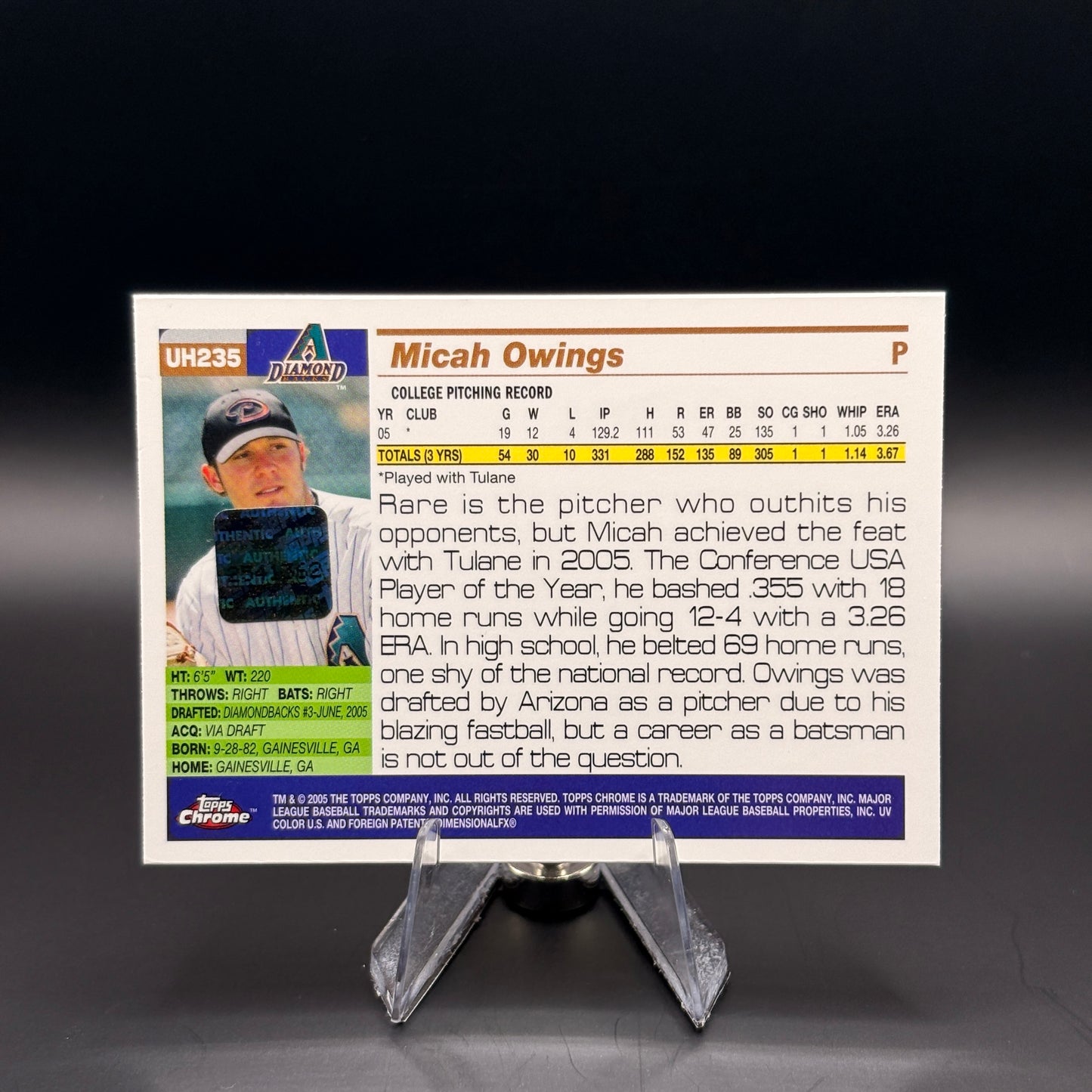 Micah Owings (Autograph) - 2005 Topps Chrome Updates & Highlights #UH235