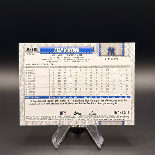 Ryan McMahon (Blue Holo Foil 64/150) - 2026 Topps Celebration #34