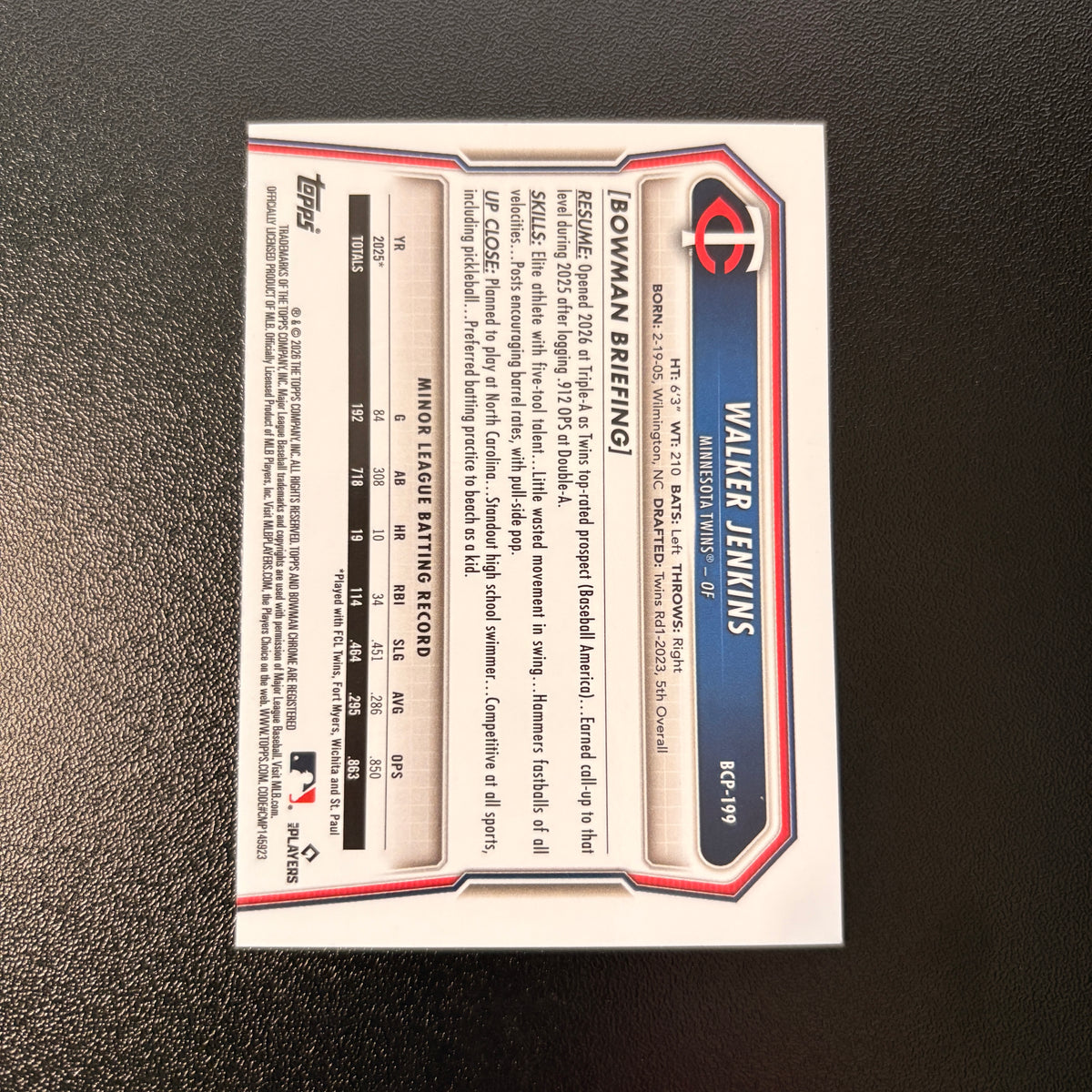 Walker Jenkins (X-Fractor) - 2026 Bowman Chrome #BCP-199