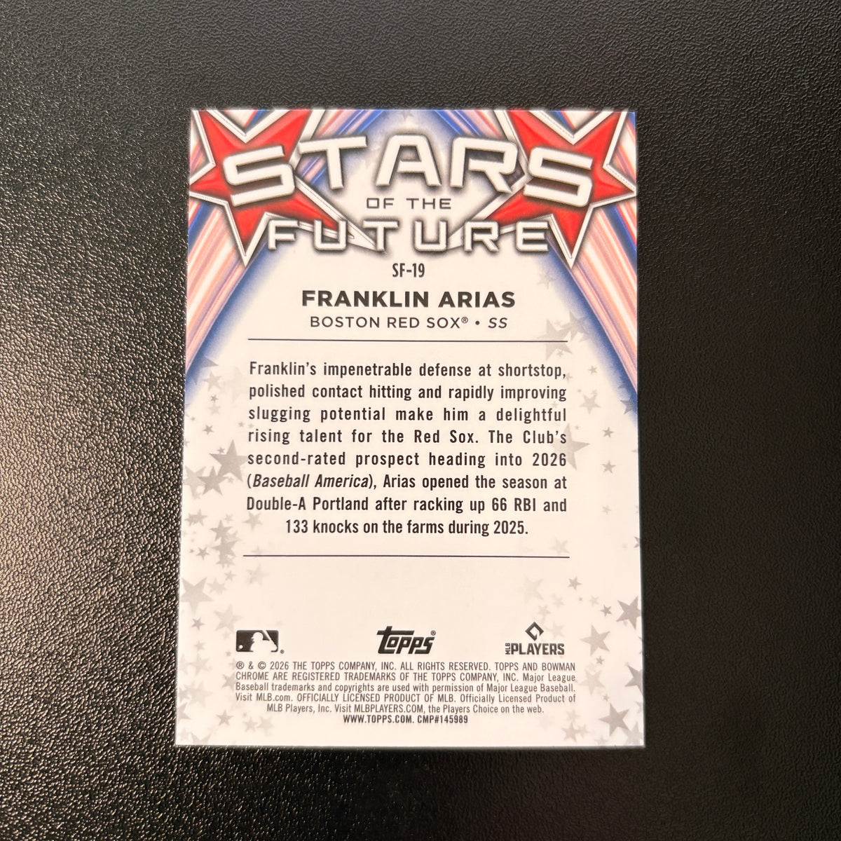 Franklin Arias (Stars of the Future) - 2026 Bowman Chrome #SF-19