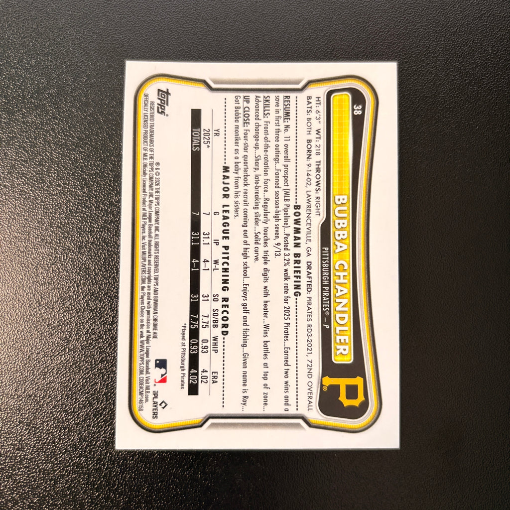 Bubba Chandler Red RC - 2026 Bowman Chrome #38