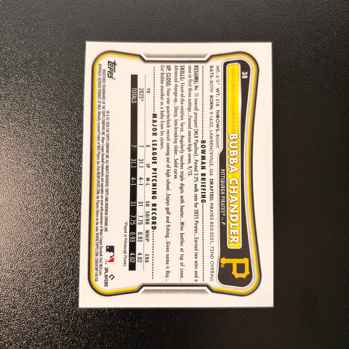 Bubba Chandler Red RC - 2026 Bowman Chrome #38