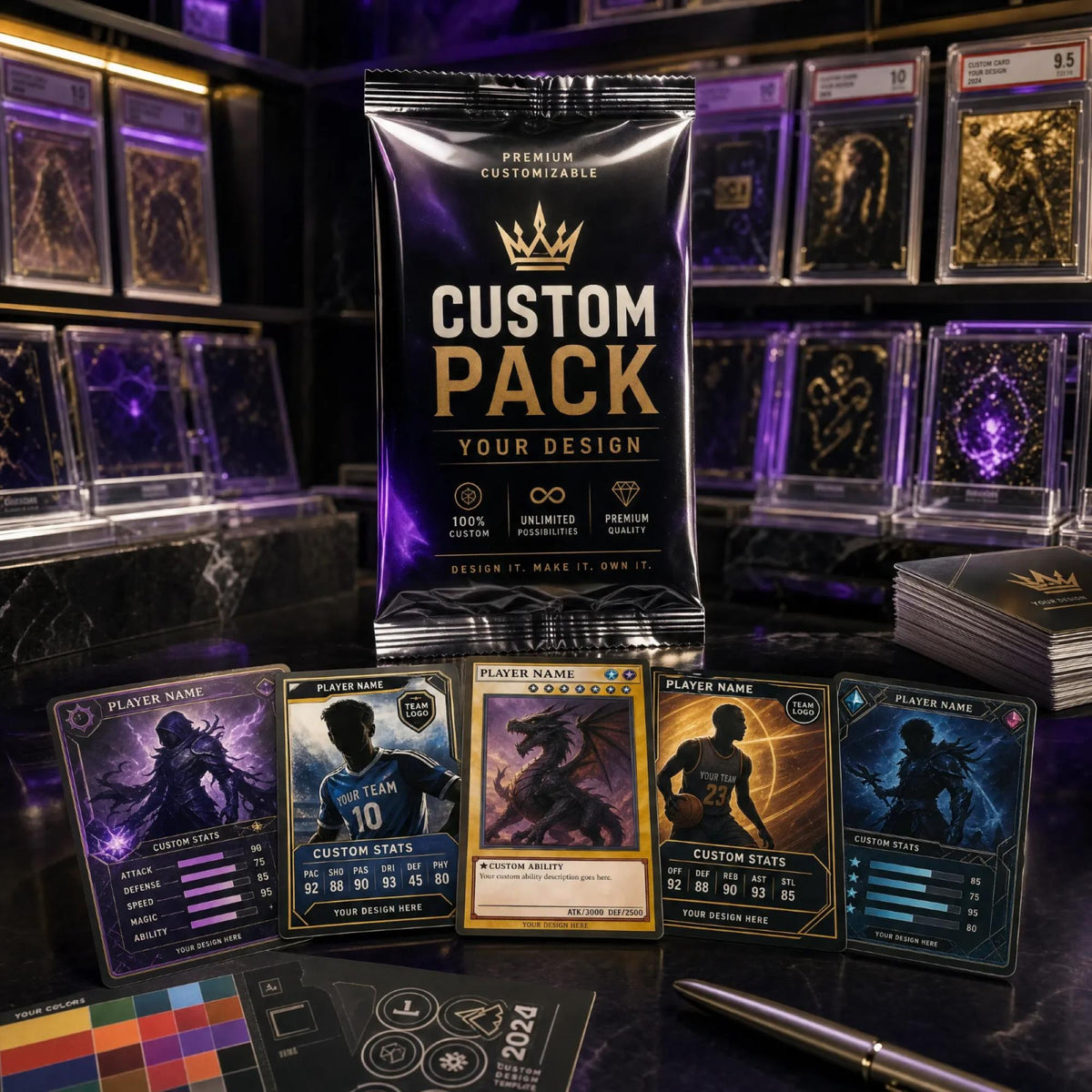 Custom Trading Cards with Booster Packs (TCG Style)