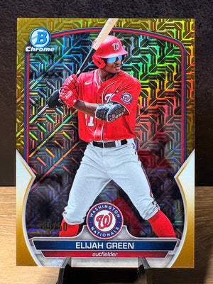 Elijah Green (Gold Mojo Refractor /50) - 2023 Bowman Chrome Mega Box #BCP-23