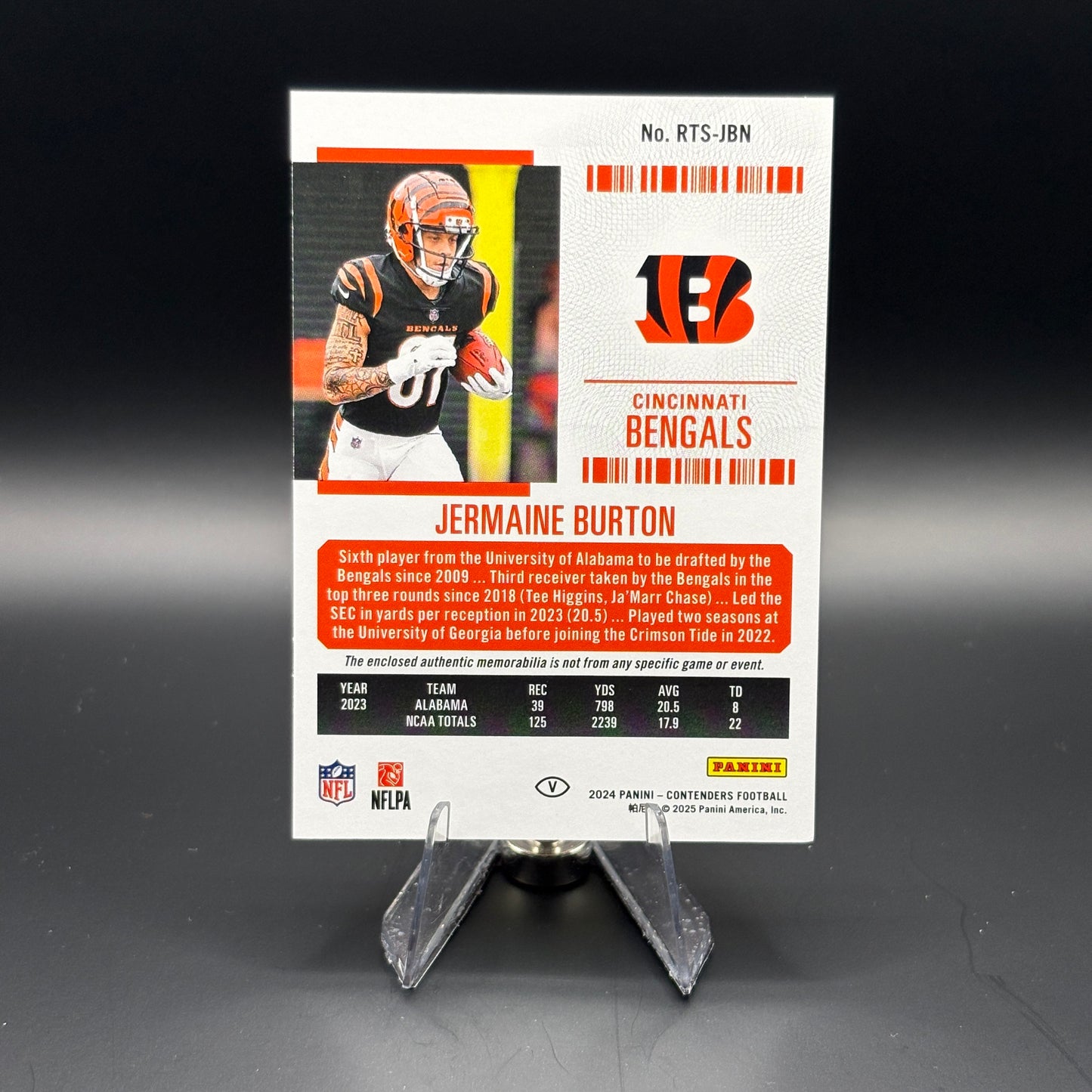 Jermaine Burton - 2025 Panini Contenders Rookie Ticket Swatch #RTS-JBN