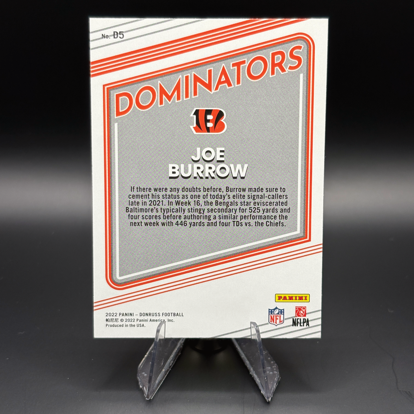 Joe Burrow - 2022 Panini Donruss Dominators #D5