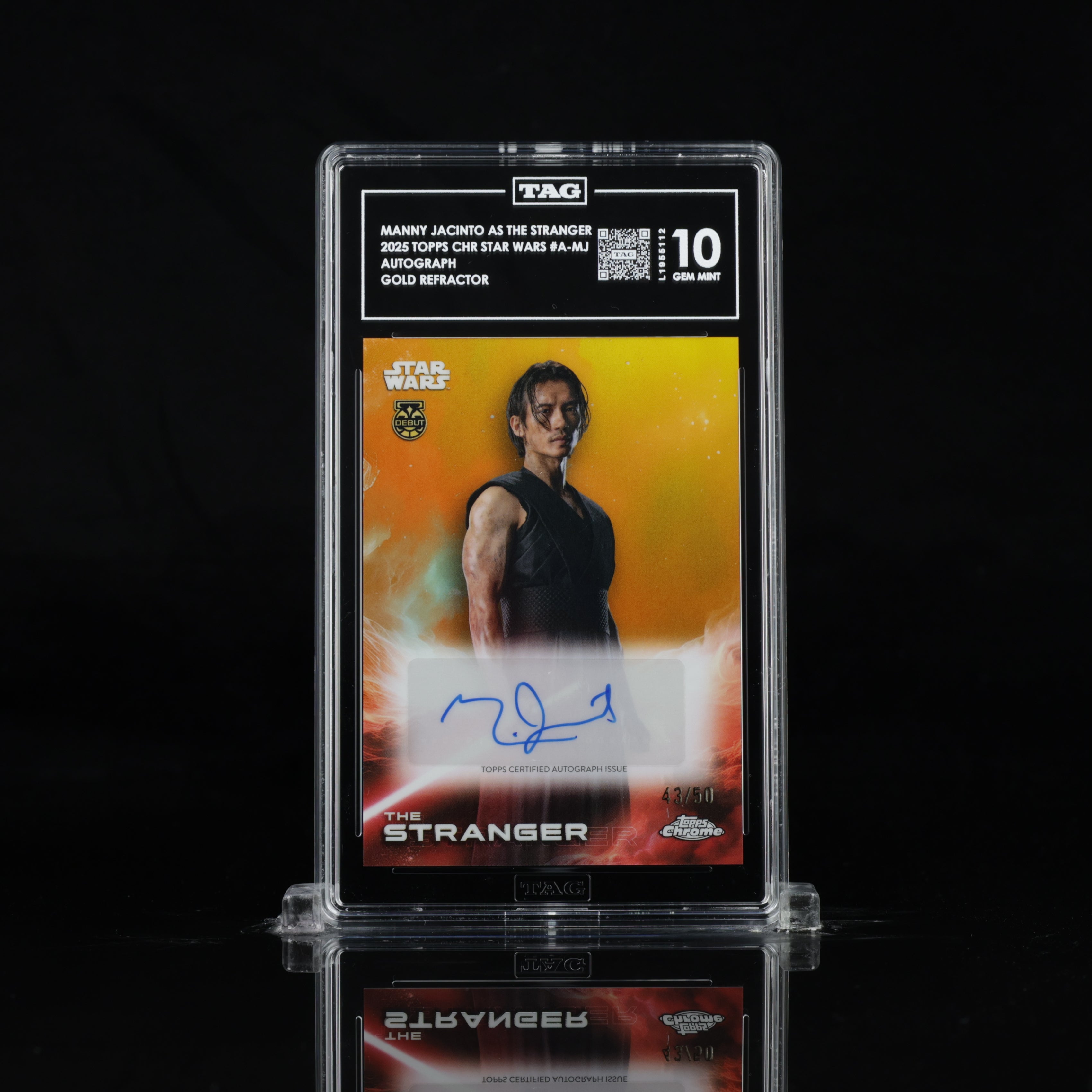 Manny Jacinto as The Stranger (Gold 43/50) - TAG 10 - 2025 Topps Chrome Star Wars Autographs #A-MJ