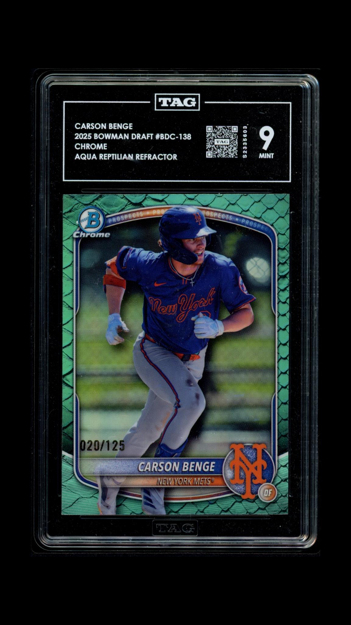 Carson Benge (Aqua Reptilian Refractor) - TAG 9 - 2026 Bowman Draft #BDC-138