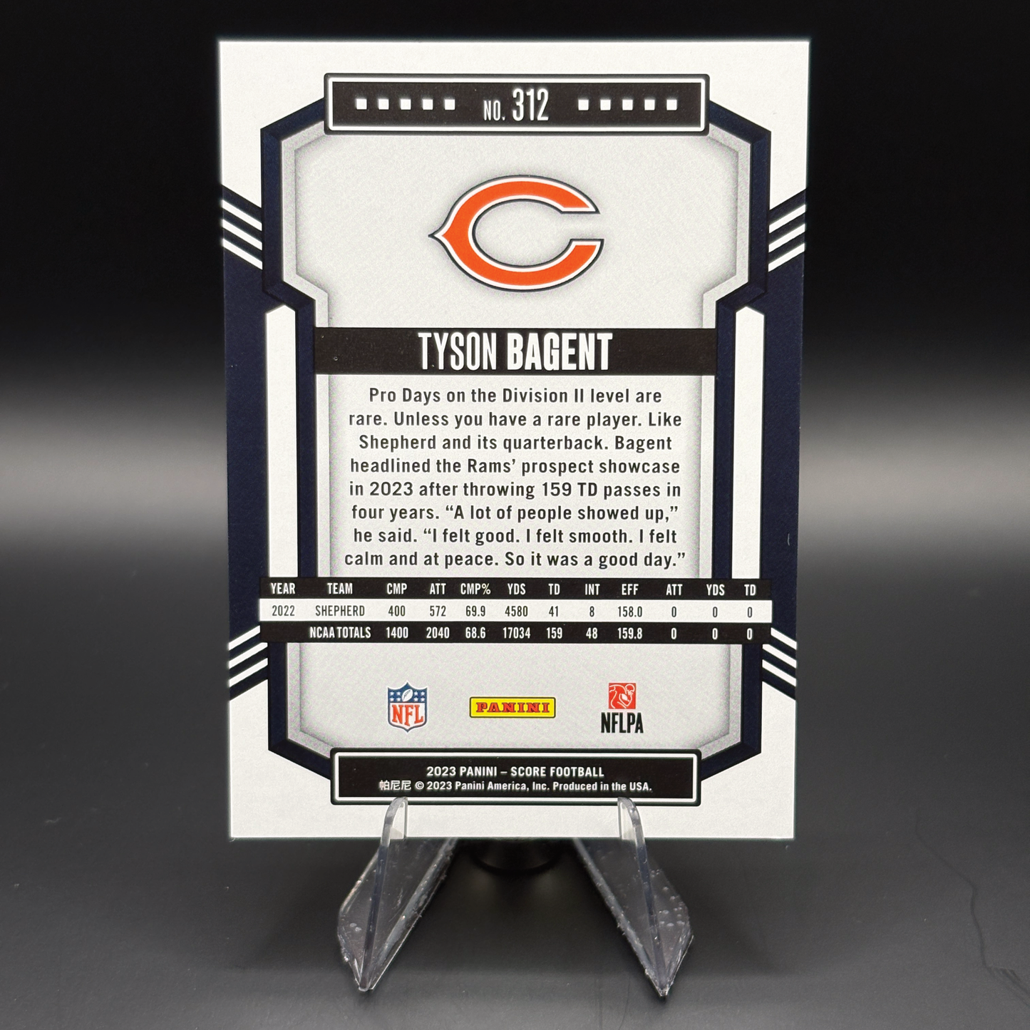Tyson Bagent (Orange Lava 327/565) - 2023 Panini Score #312