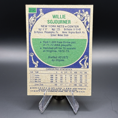 Willie Sojourner - 1975 Topps #312