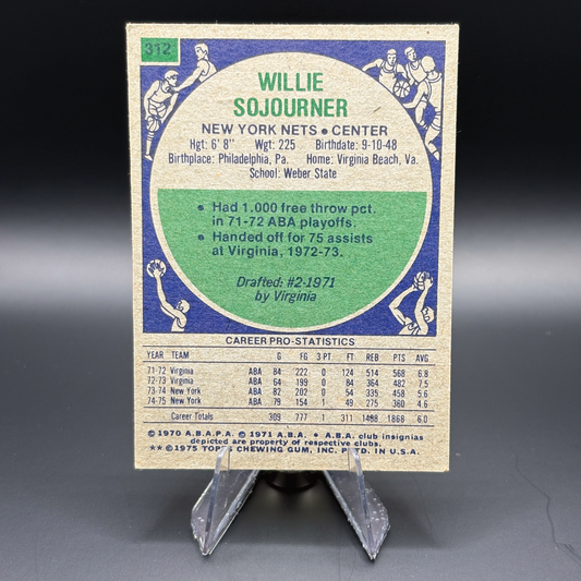 Willie Sojourner - 1975 Topps #312