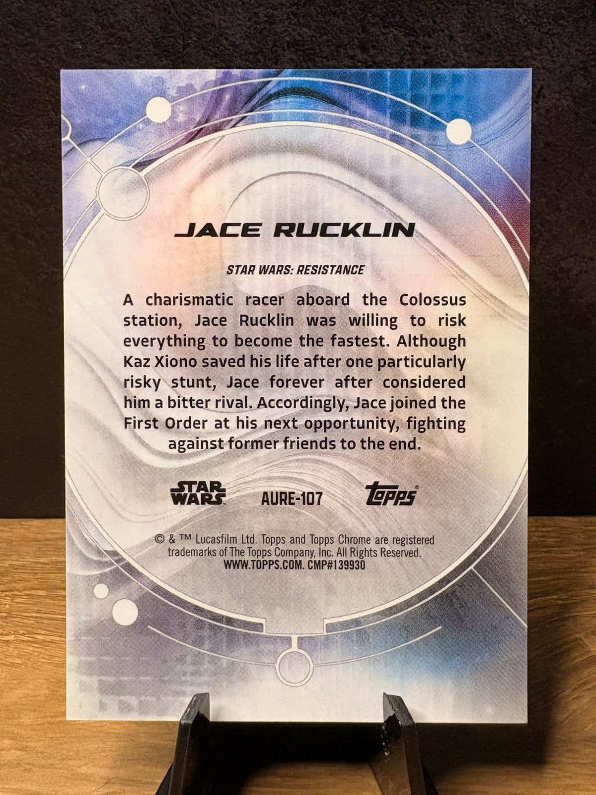 Jace Rucklin (Gold /50) - 2024 Topps Chrome Star Wars Aurebesh #AURE-107 Star Wars trading card, back