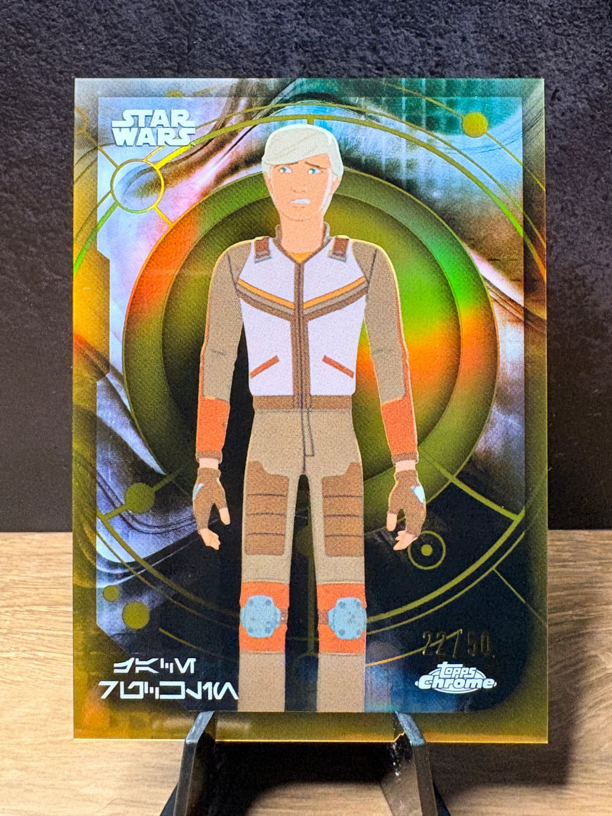 Jace Rucklin (Gold /50) - 2024 Topps Chrome Star Wars Aurebesh #AURE-107 Star Wars trading card, front and back