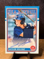 Jackson Holliday (Autograph /199) - 2024 Panini USA Baseball #ASM-JH Baseball trading card, front and back