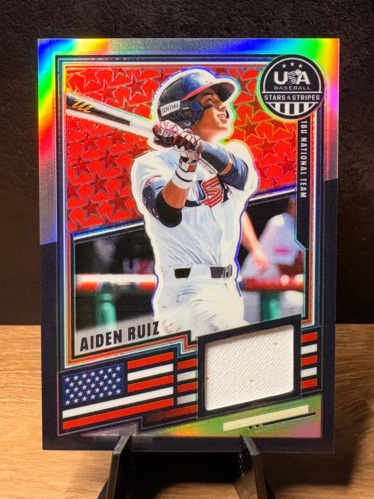 Aiden Ruiz (Silver Prizm) - 2026 Panini USA Baseball Stars & Stripes #USA-AR Baseball trading card, front and back