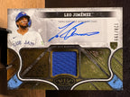 Leo Jiménez (RC /199) - 2025 Topps Tier One Autographed Tier One Relics #AT1R-LJ Baseball trading card, front and back
