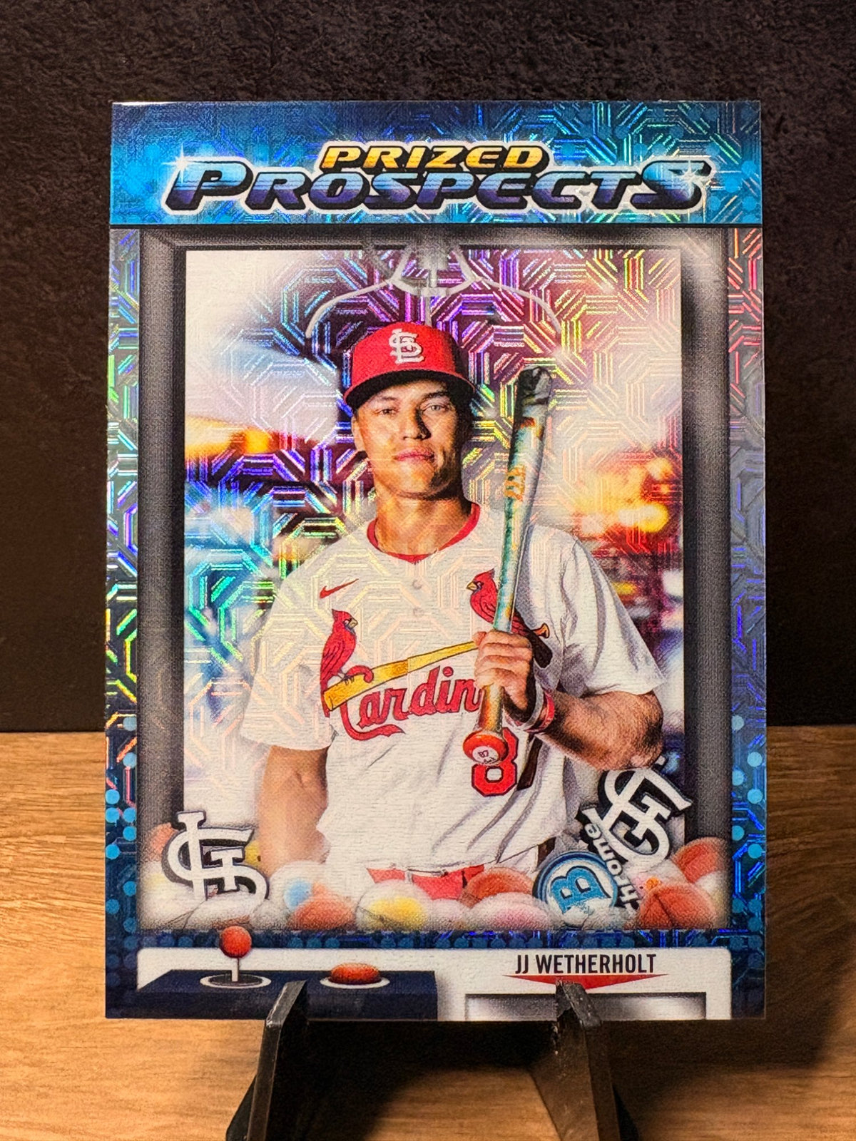 JJ Wetherholt (Mojo Refractor) - 2025 Bowman Chrome Prized Prospects #PP-18 Baseball trading card, front and back