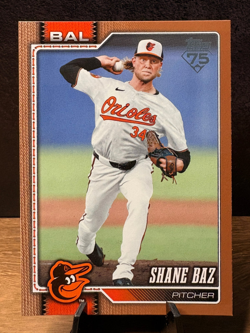 Shane Baz (Gold /2026) - 2026 Topps Series Two #425 Baseball trading card, front and back