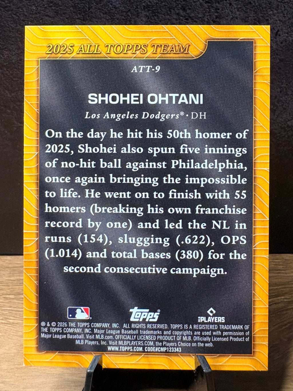 Shohei Ohtani - 2026 Topps 2025 All Topps Team #ATT-9 Baseball trading card, back
