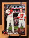 Elly De La Cruz / Matt McLain (Gold /2025) - 2025 Topps Update Series - #US331 Baseball trading card, front and back