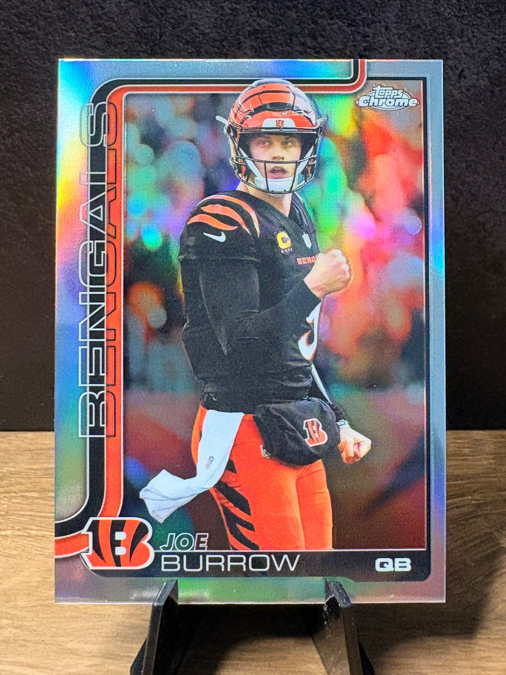 Joe Burrow (Refractor) - 2025 Topps Chrome #61 Football trading card, front and back