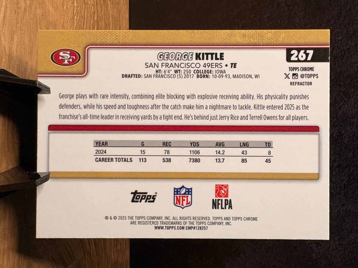 George Kittle (Refractor) - 2025 Topps Chrome #267 Football trading card, back