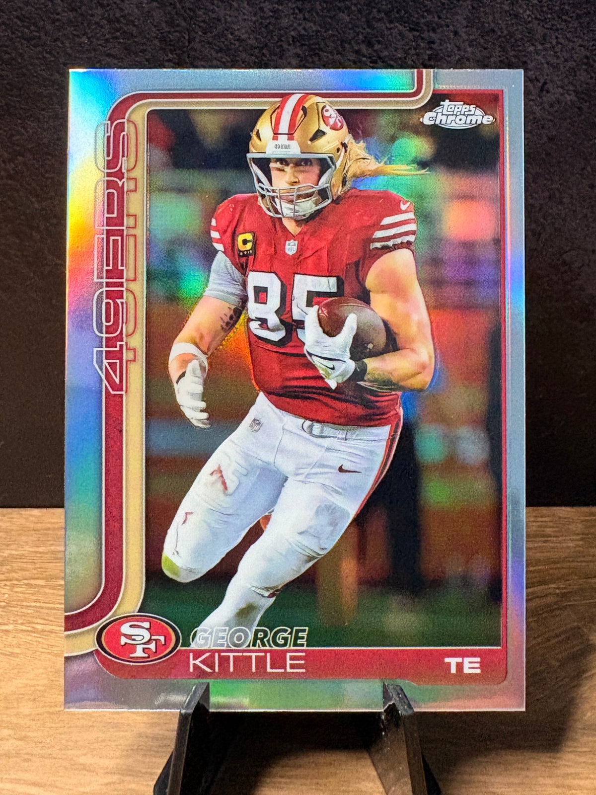 George Kittle (Refractor) - 2025 Topps Chrome #267 Football trading card, front and back