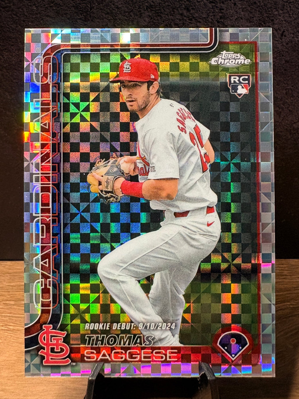Thomas Saggese (RC X-Fractor) - 2025 Topps Chrome Update Series Rookie #USC157 Baseball trading card, front and back
