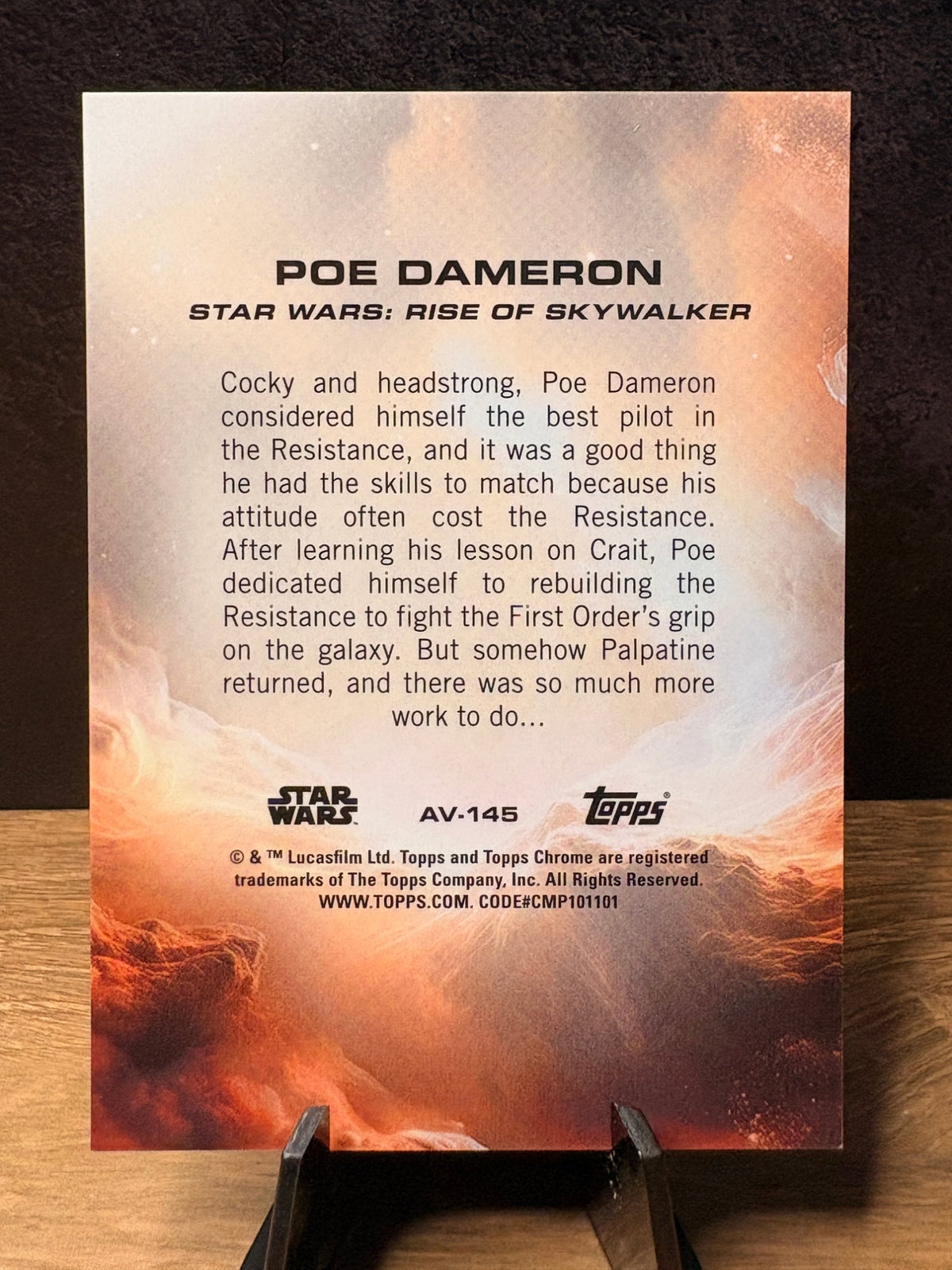 Poe Dameron (Aurebesh Variation /99) - 2024 Topps Chrome Star Wars #AV-145 Star Wars trading card, back