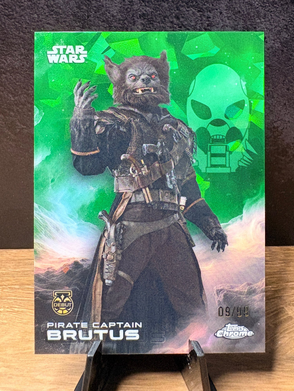 Pirate Captain Brutus (RC Green Refractor /99) - 2025 Topps Chrome Star #144 Star Wars trading card, front and back