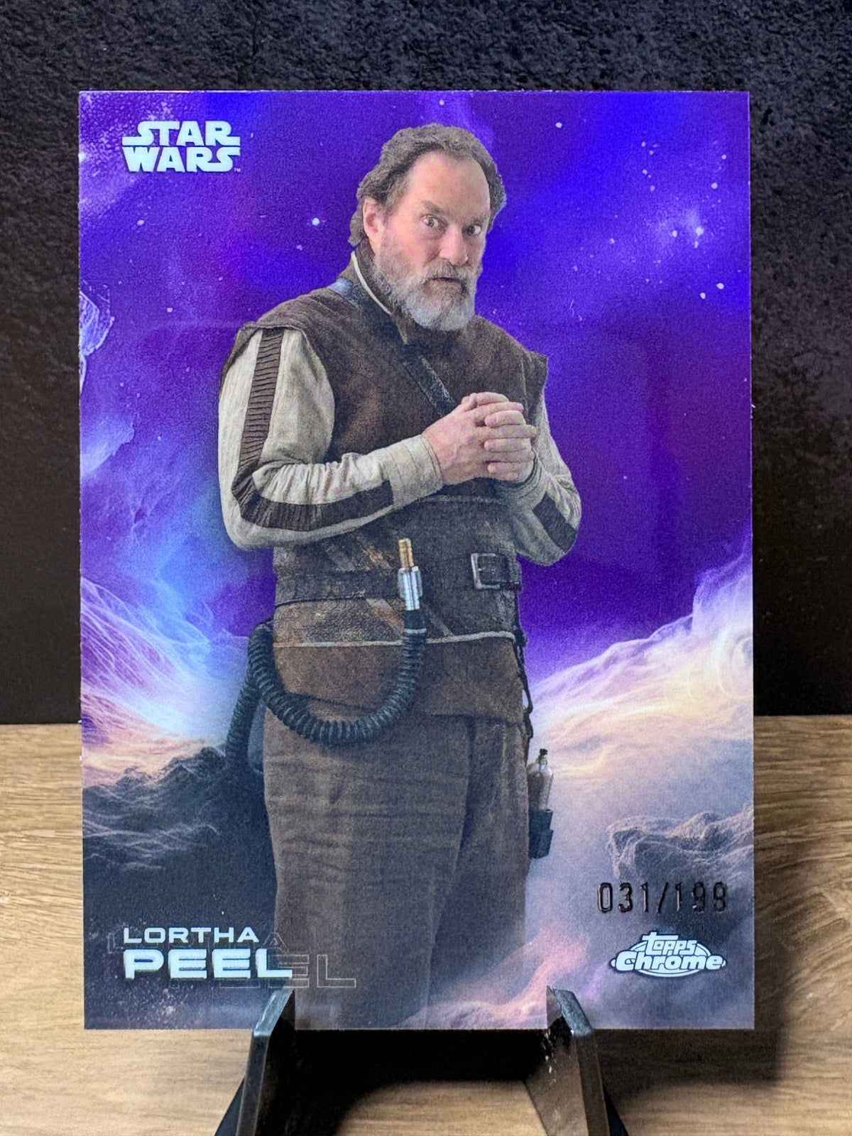 Lortha Peel (Purple Refractor /199) - 2024 Topps Chrome Star Wars #132 Star Wars trading card, front and back