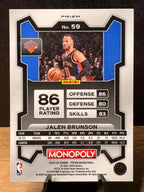 Jalen Brunson (Red Icons) - 2023-24 Panini Prizm Monopoly #59 Basketball trading card, back