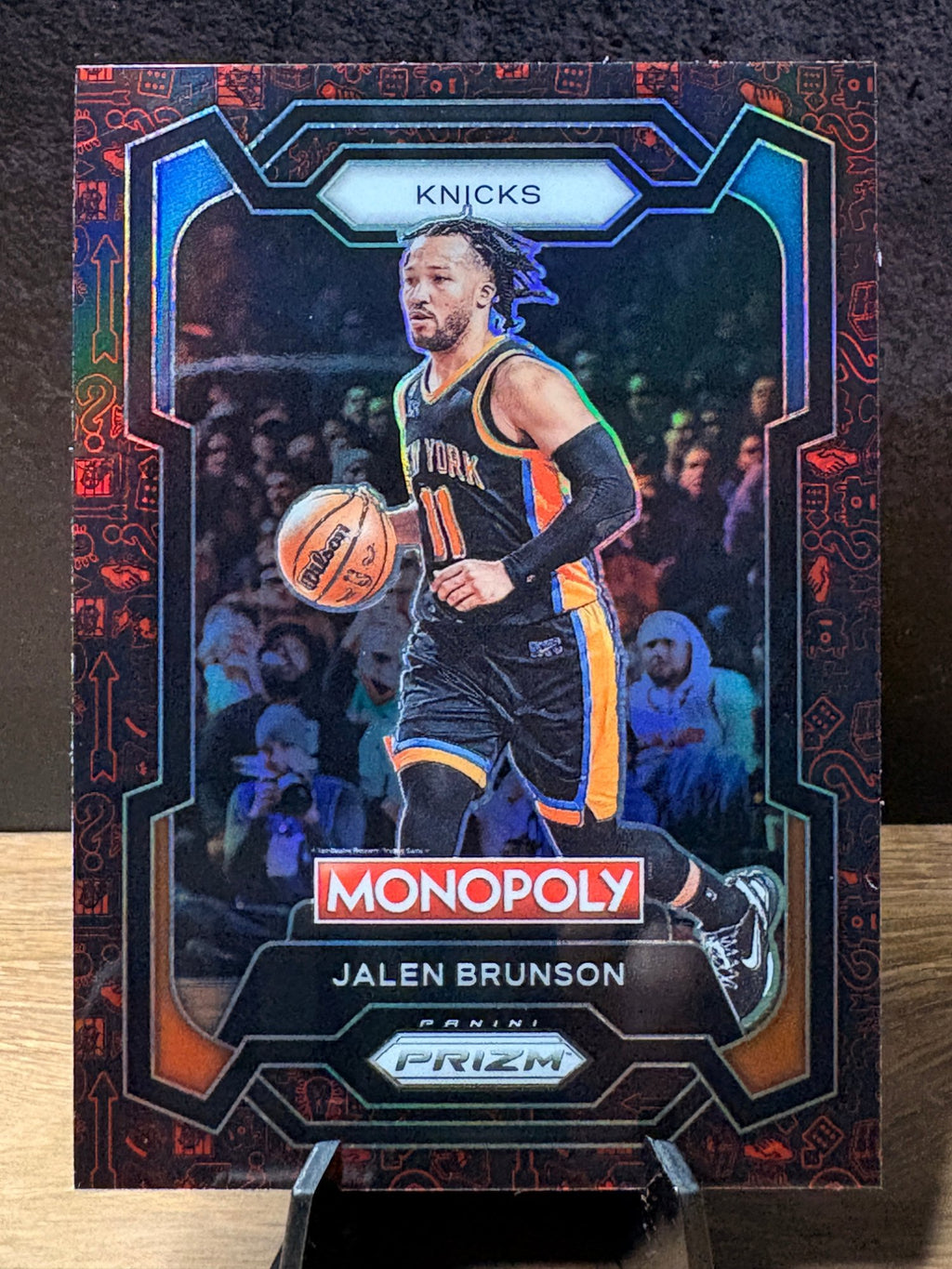 Jalen Brunson (Red Icons) - 2023-24 Panini Prizm Monopoly #59 Basketball trading card, front and back