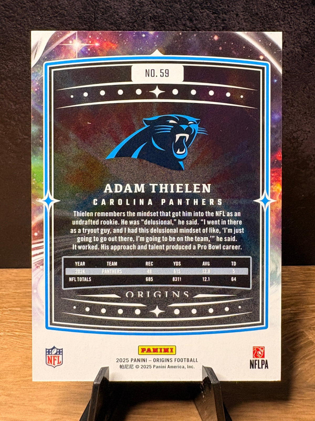Adam Thielen (Base) - 2025 Panini Origins Football #59 Football trading card, back