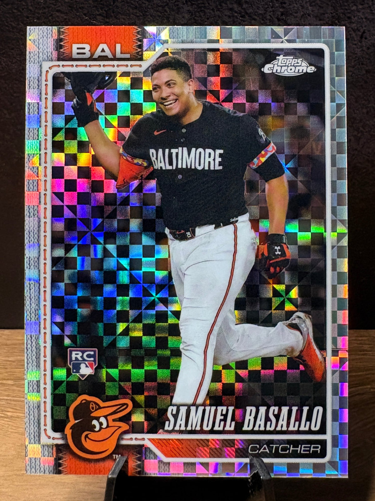 Samuel Basallo (RC X-Fractor) - 2026 Topps Chrome #7 Baseball trading card, front and back