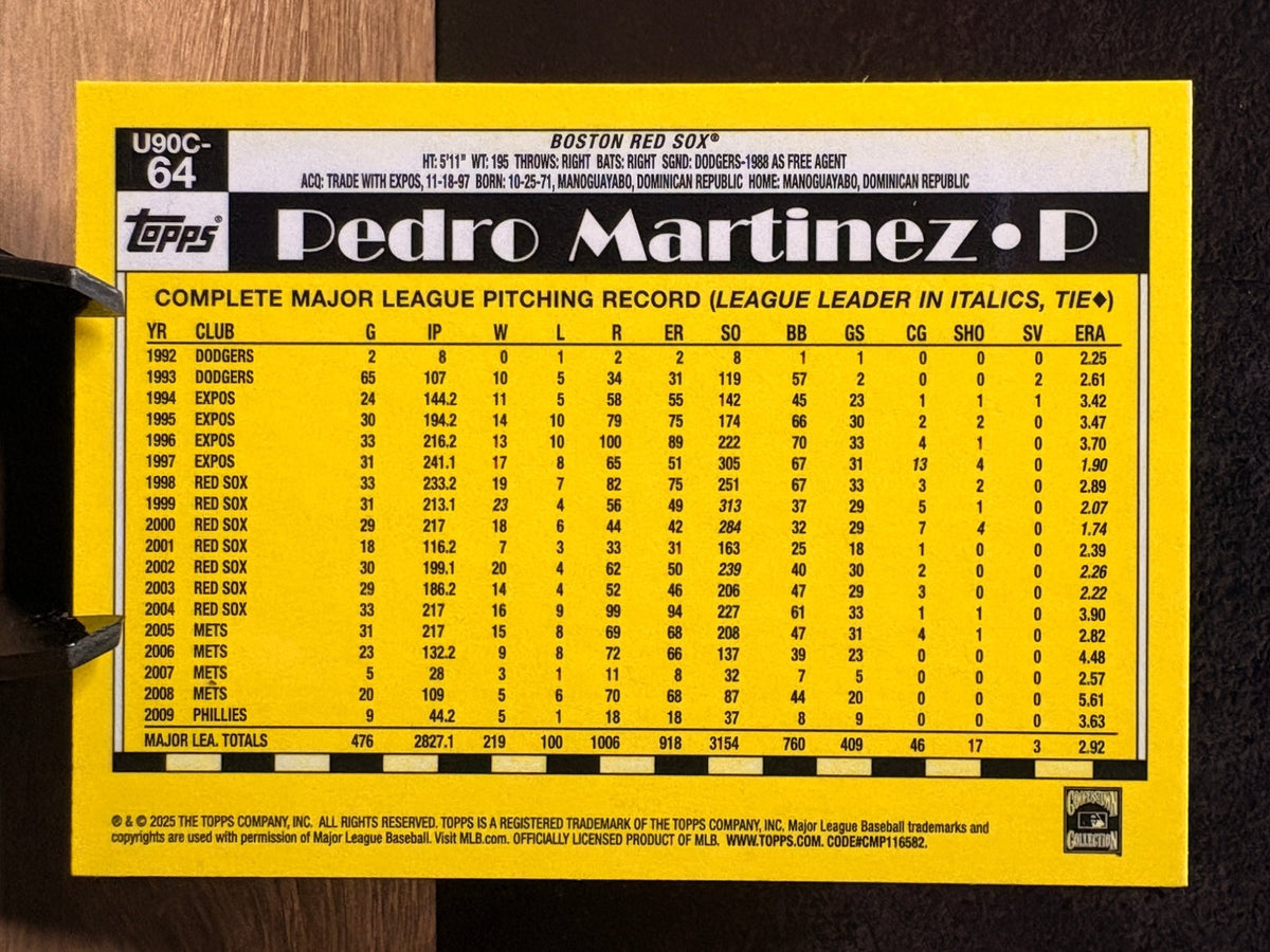 Pedro Martinez (Green Mojo Refractor /99) - 2025 Topps Update Series #U90C-64 Baseball trading card, back