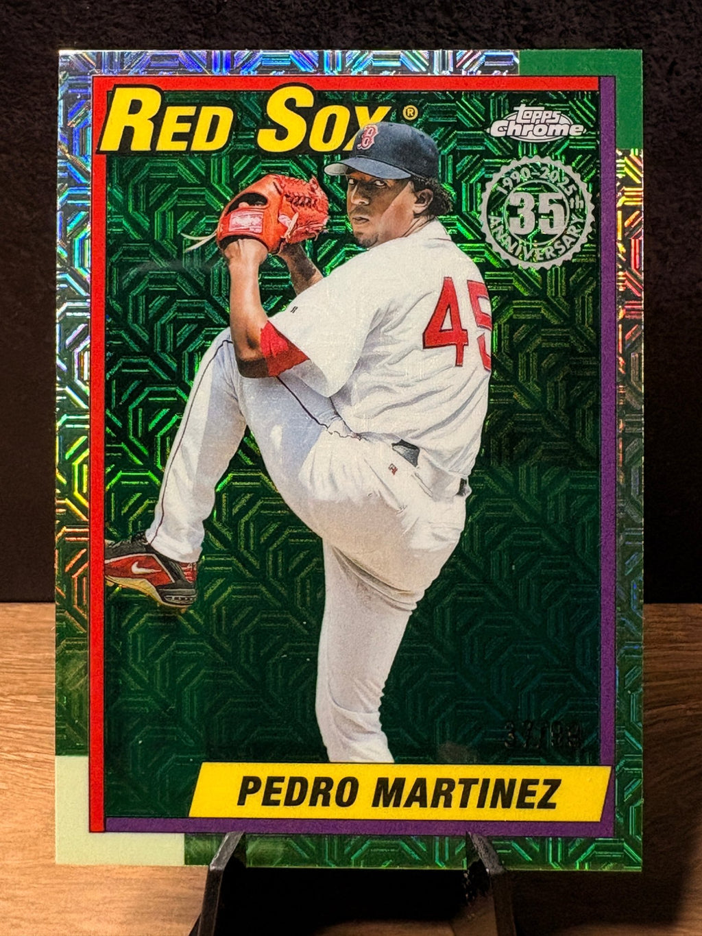 Pedro Martinez (Green Mojo Refractor /99) - 2025 Topps Update Series #U90C-64 Baseball trading card, front and back