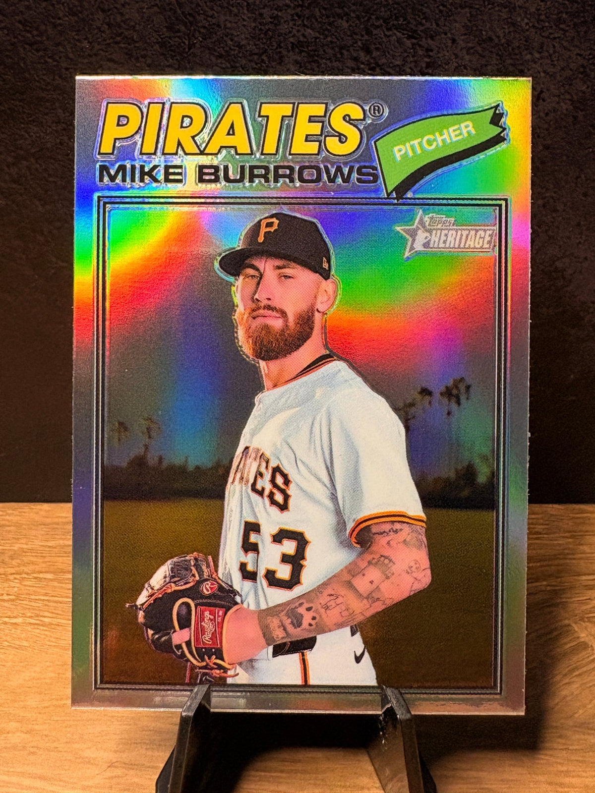 Mike Burrows (Refractor) - 2026 Topps Heritage Chrome #96 Baseball trading card, front and back