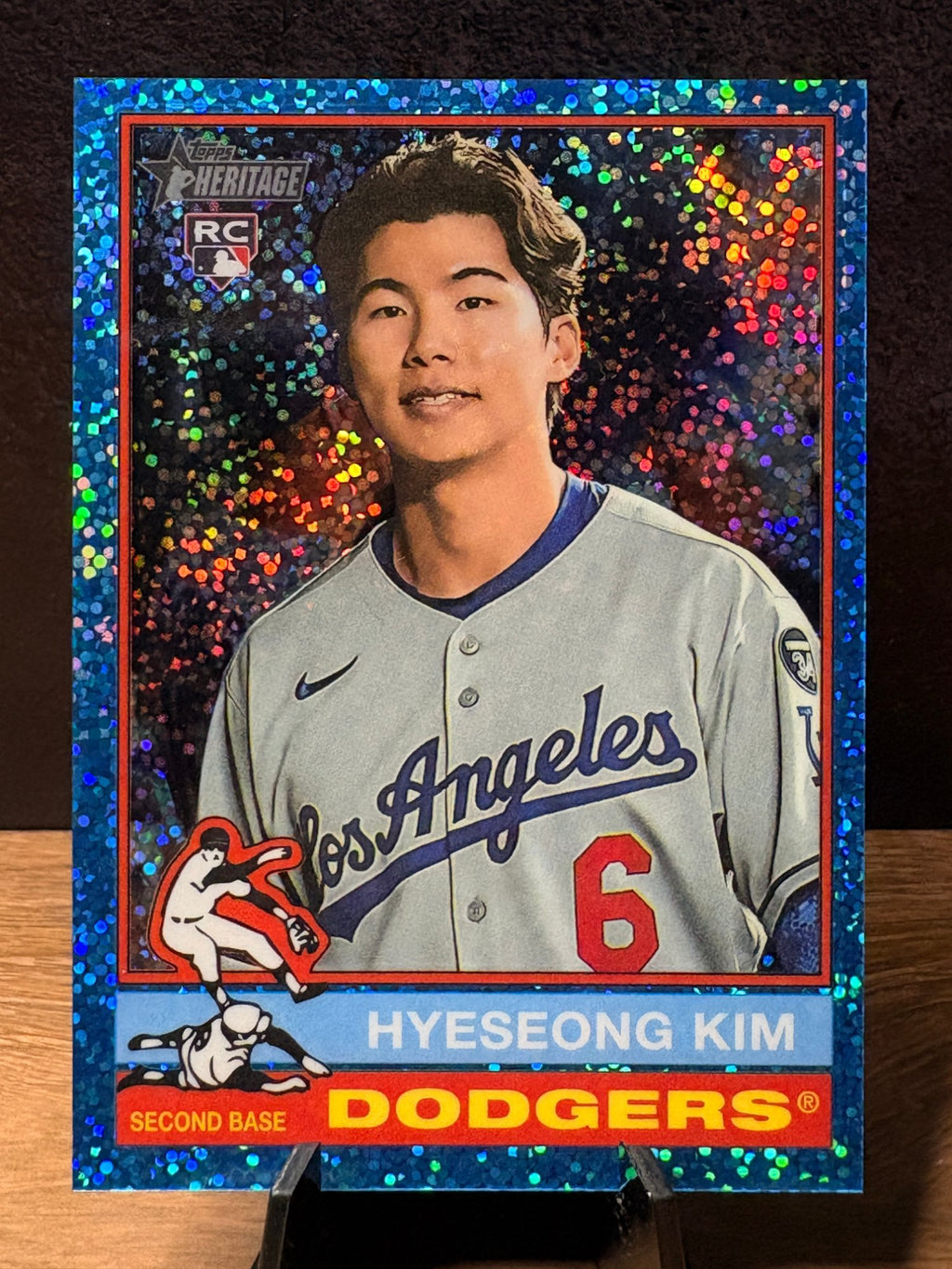 Hyeseong Kim (RC Blue Sparkle) - 2025 Topps Heritage High Number #719 Baseball trading card, front and back