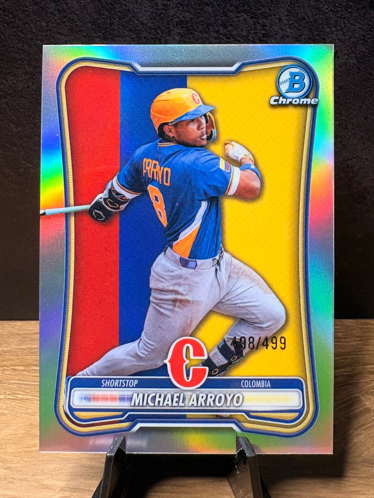 Michael Arroyo (Refractor /499) - 2026 Bowman Chrome World Baseball #WBC-79 Baseball trading card, front and back