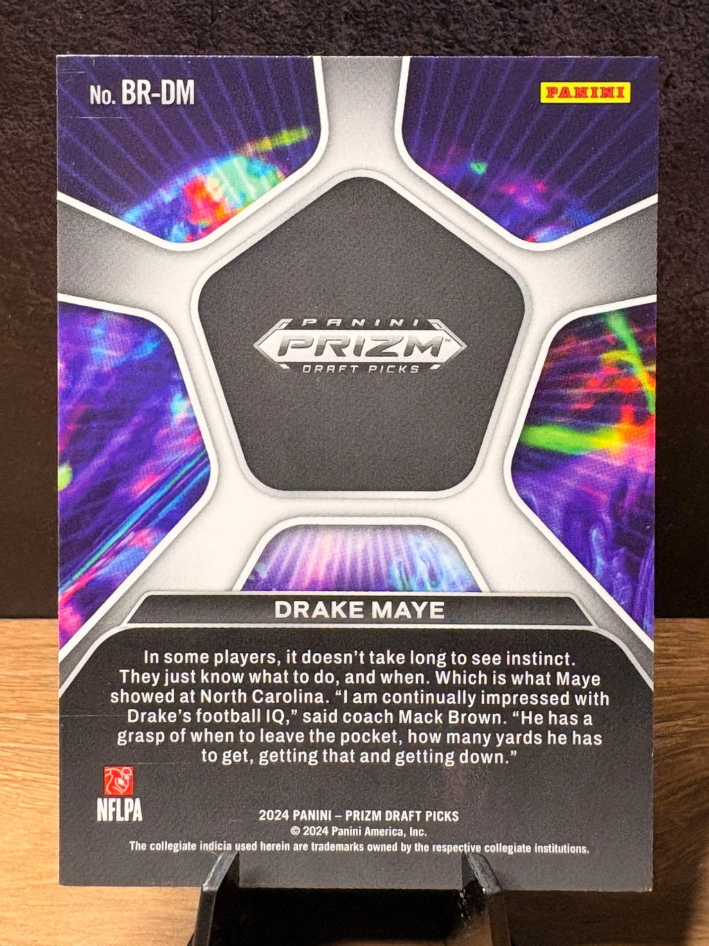 Drake Maye (RC) - 2024 Panini Prizm Draft Picks Brilliance #BR-DM Football trading card, back