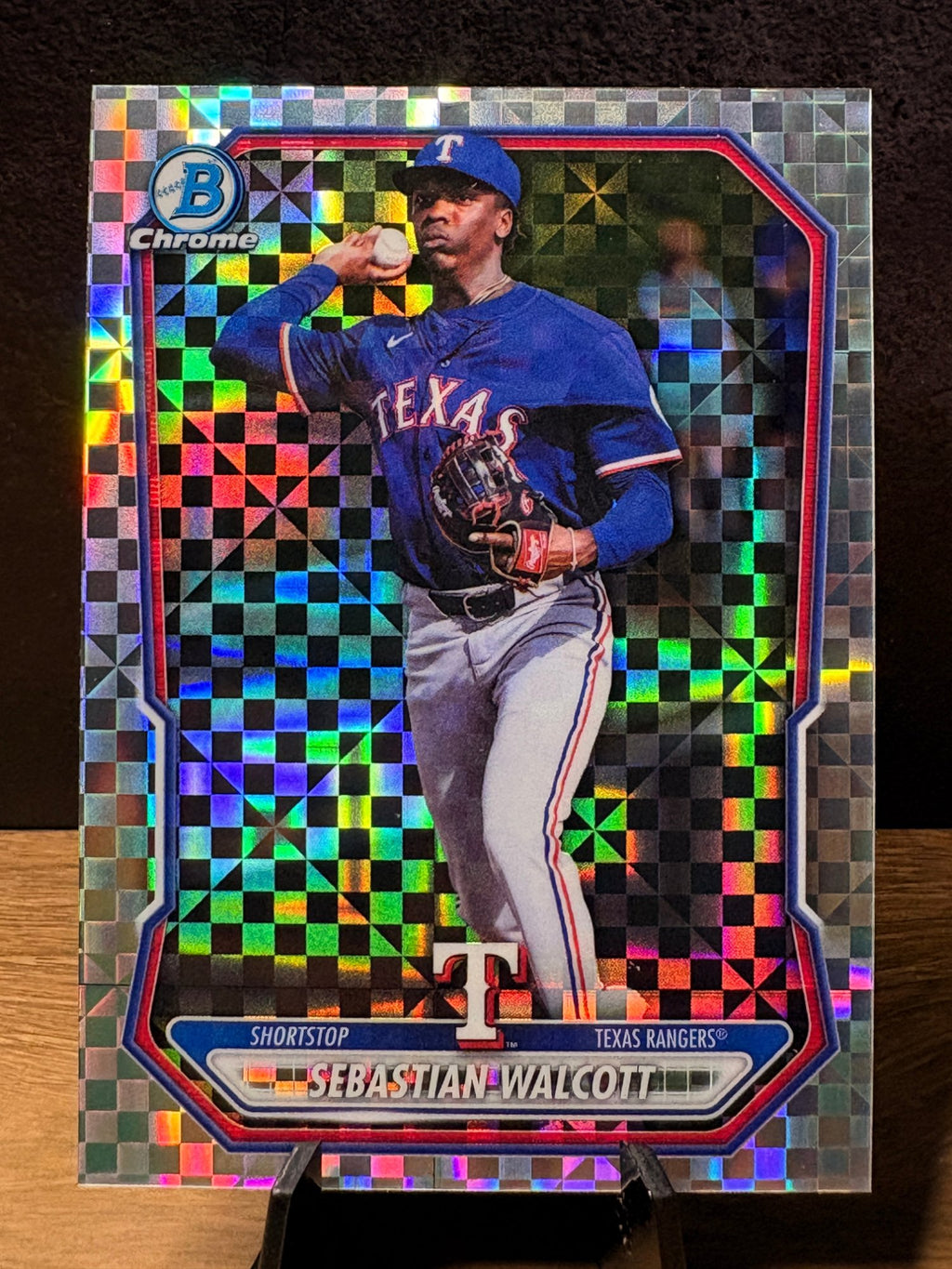Sebastian Walcott (Mojo Refractor) - 2026 Bowman Chrome Prospects #BCP-231 Baseball trading card, front and back