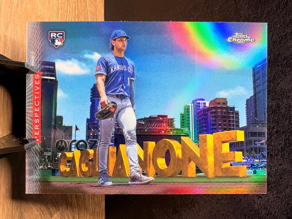 Jac Caglianone (RC Base) - 2025 Topps Chrome Perspectives #P-1 Baseball trading card, front and back