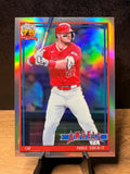Mike Trout (Refractor) - 2026 Topps Chrome 1991 Topps Chrome Baseball #91CB-6 Baseball trading card, front and back