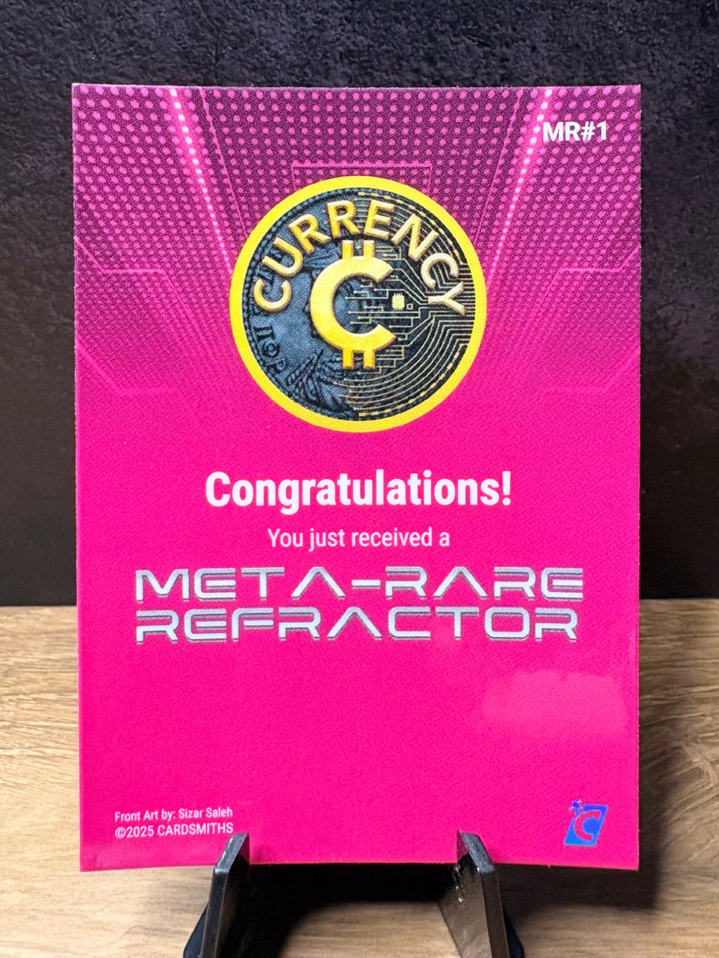 Bitcoin (Meta-Rare Refractor) - 2025 Cardsmiths Currency #MR#1 Cryptocurrency trading card, back