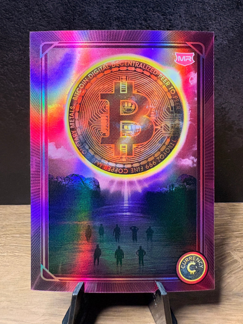 Bitcoin (Meta-Rare Refractor) - 2025 Cardsmiths Currency #MR#1 Cryptocurrency trading card, front and back